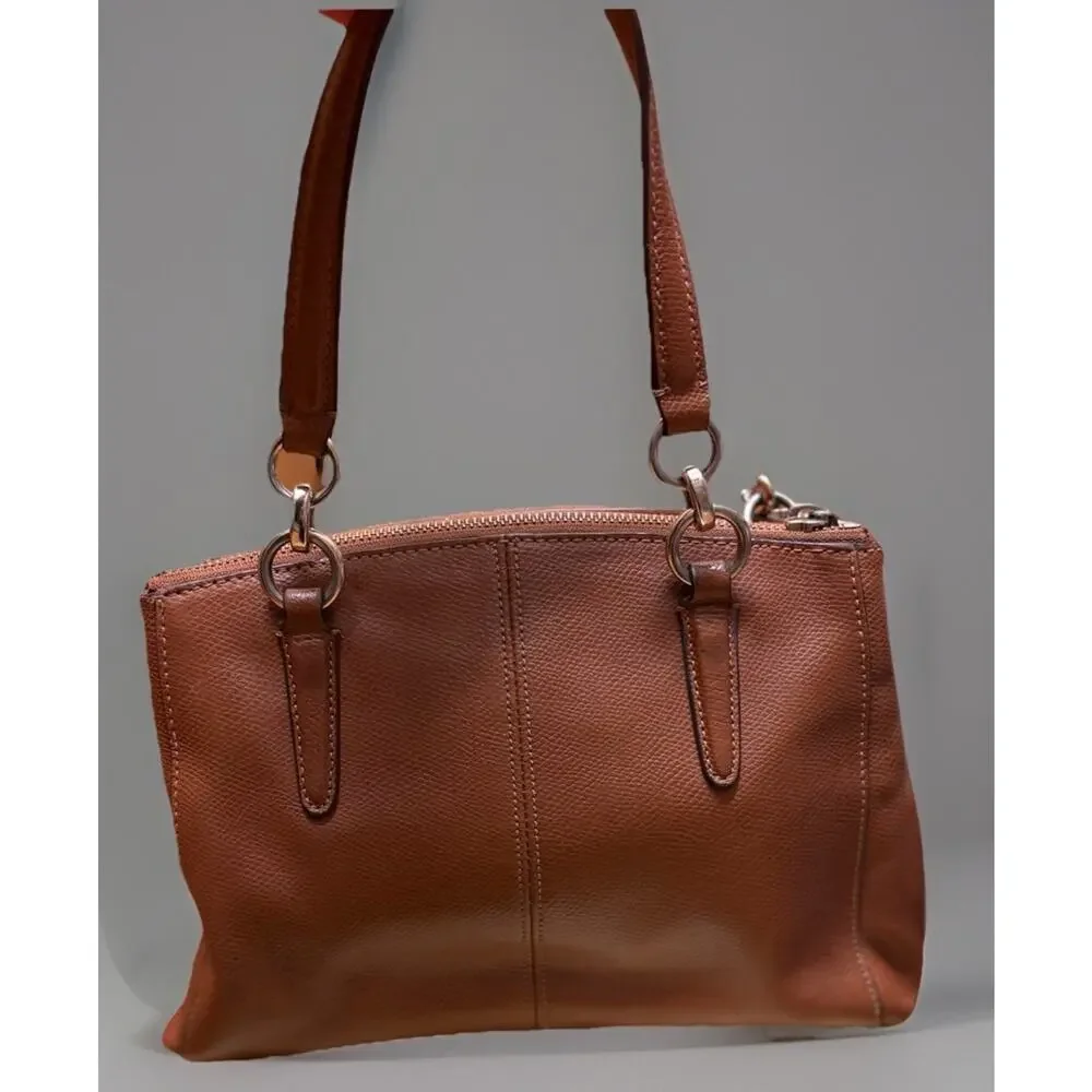 Coach - Christie Carryall Saddle Gold Two Way Handbag With strap & Charm - Picture 9 of 14